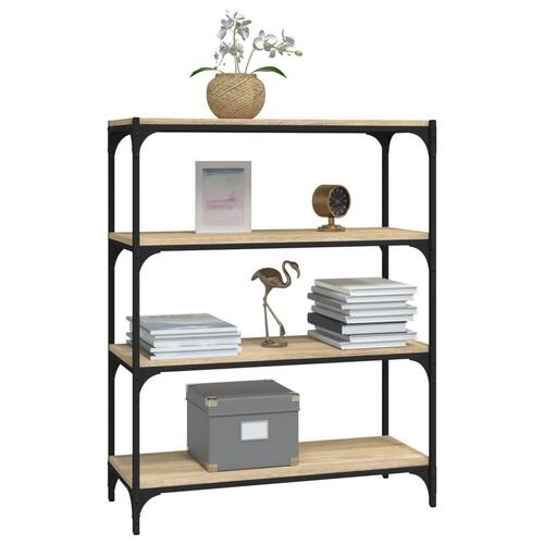 Bogreol 80x33x100 cm konstrueret træ og stål sonoma-eg
