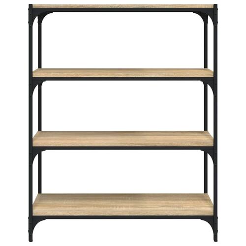 Bogreol 80x33x100 cm konstrueret træ og stål sonoma-eg