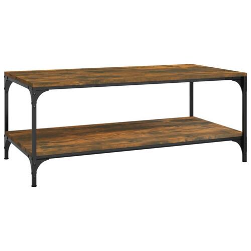 Sofabord 100x50x40 cm konstrueret træ røget egetræsfarve