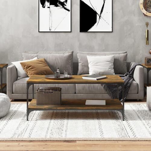 Sofabord 100x50x40 cm konstrueret træ røget egetræsfarve