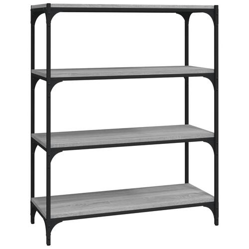 Bogreol 80x33x100 cm konstrueret træ og stål grå sonoma-eg