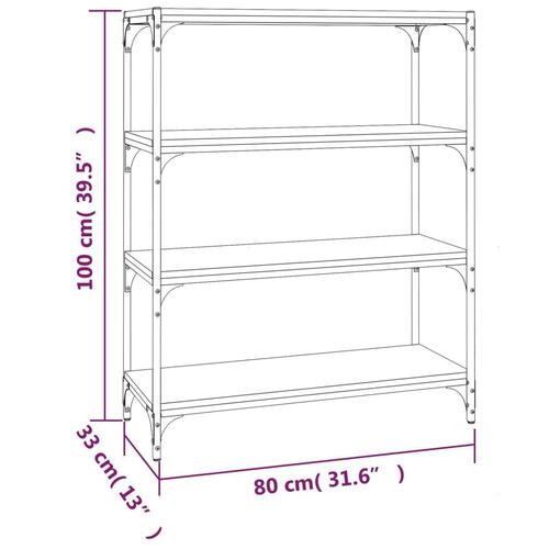 Bogreol 80x33x100 cm konstrueret træ og stål grå sonoma-eg