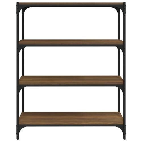 Bogreol 80x33x100 cm konstrueret træ og stål brunt egetræ