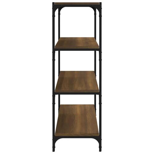 Bogreol 80x33x100 cm konstrueret træ og stål brunt egetræ
