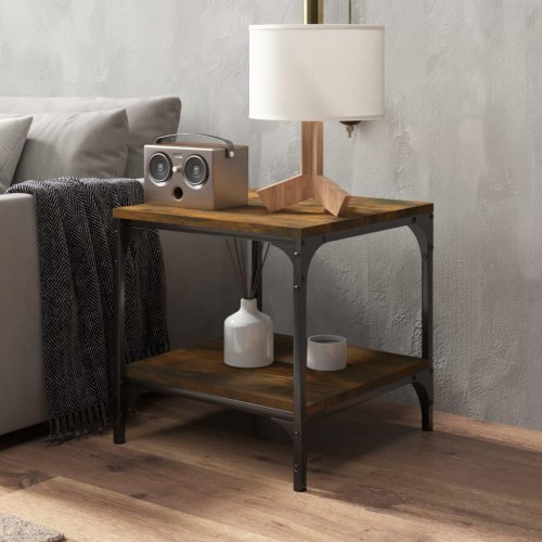 Sofabord 50x50x40 cm konstrueret træ røget egetræsfarve