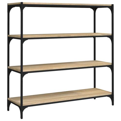 Bogreol 100x33x100 cm konstrueret træ og stål sonoma-eg