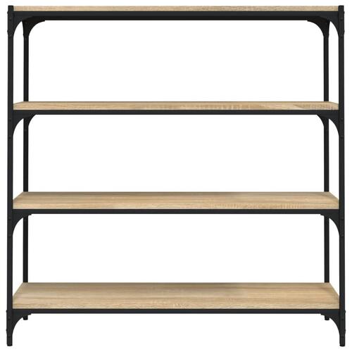 Bogreol 100x33x100 cm konstrueret træ og stål sonoma-eg