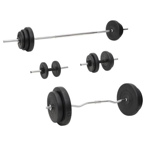 Vægtstang og håndvægt med skiver 90 kg