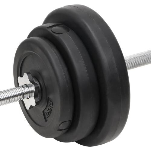 Vægtstang og håndvægt med skiver 90 kg