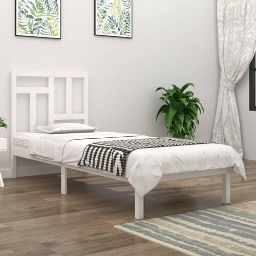 Sengeramme uden madras 90x200 cm massivt fyrretræ hvid
