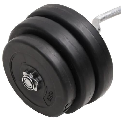 Curl-vægtstang med skiver 90 kg