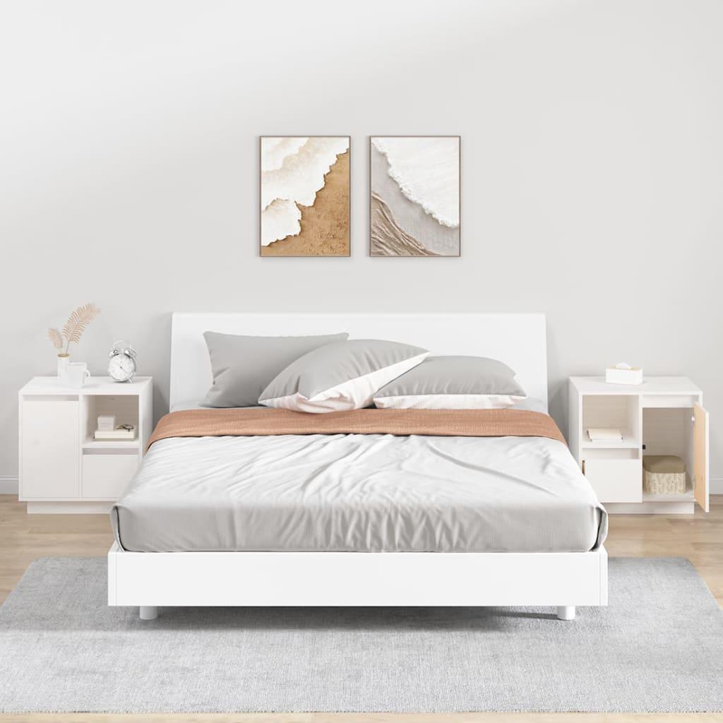 Sengeborde 2 stk. 50x34x50 cm massivt fyrretræ hvid