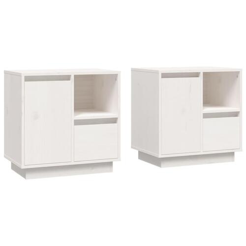 Sengeborde 2 stk. 50x34x50 cm massivt fyrretræ hvid