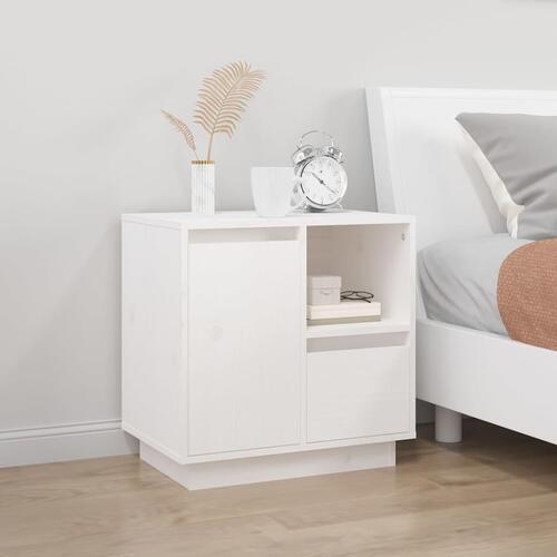 Sengeborde 2 stk. 50x34x50 cm massivt fyrretræ hvid