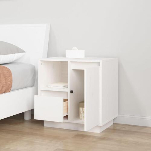 Sengeborde 2 stk. 50x34x50 cm massivt fyrretræ hvid