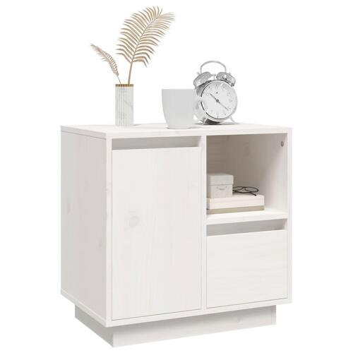 Sengeborde 2 stk. 50x34x50 cm massivt fyrretræ hvid