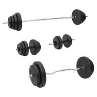 Vægtstang og håndvægt med skiver 120 kg