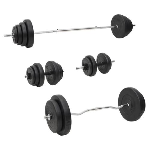 Vægtstang og håndvægt med skiver 120 kg