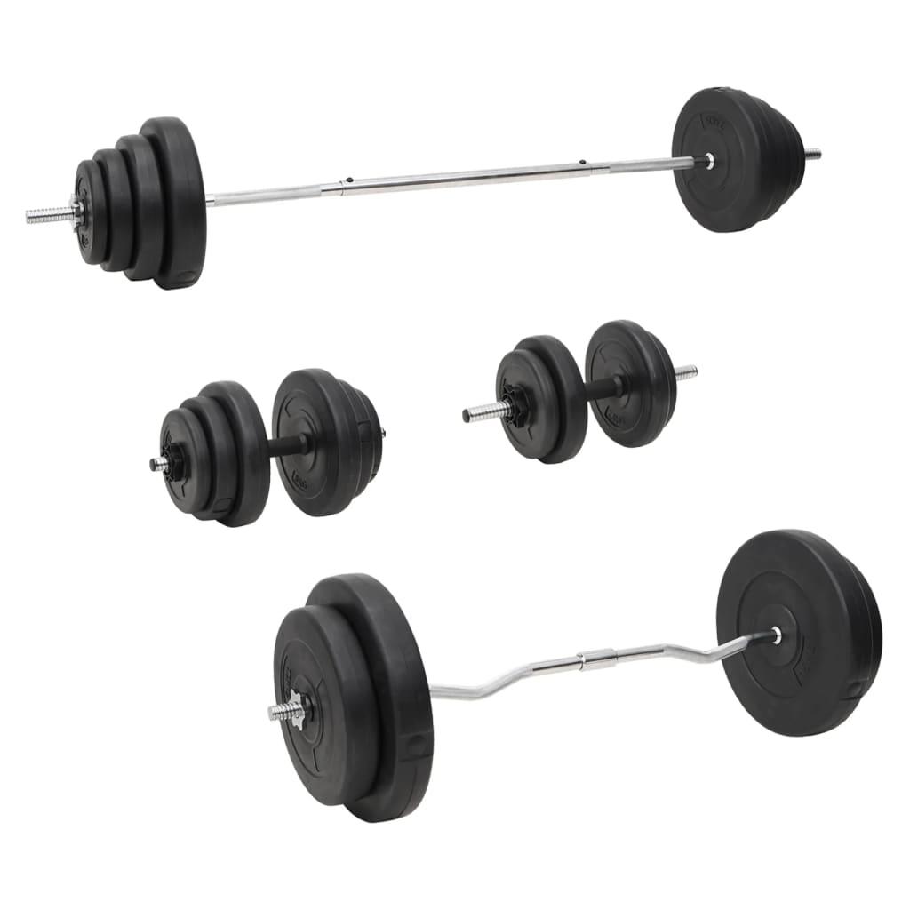 Vægtstang og håndvægt med skiver 120 kg