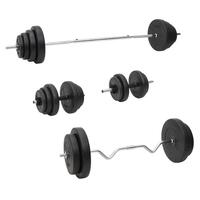 Vægtstang og håndvægt med skiver 120 kg