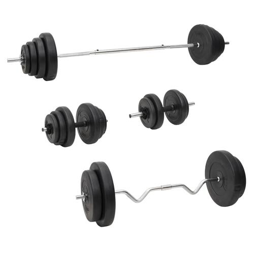 Vægtstang og håndvægt med skiver 120 kg