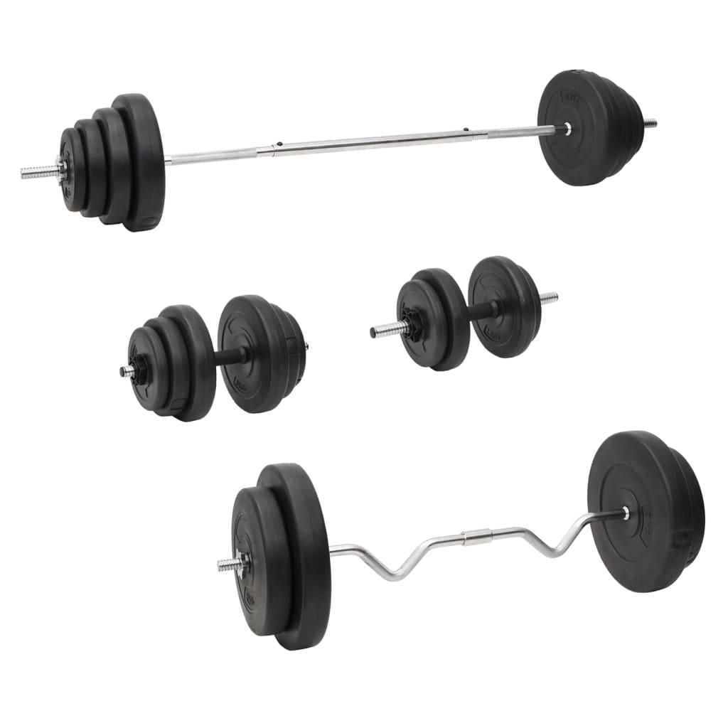Vægtstang og håndvægt med skiver 120 kg