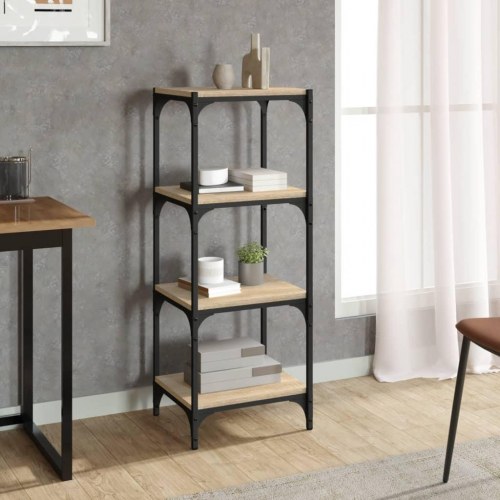 Bogreol 40x33x100 cm konstrueret træ og stål sonoma-eg