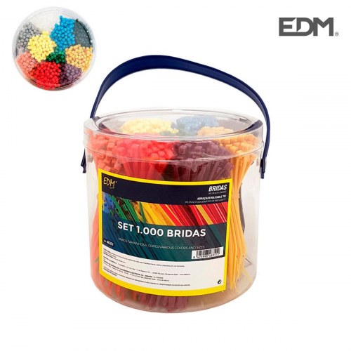 EDM kabelbindere i nylon - 1.000 stk., assorterede farver, 100 × 2,5 mm