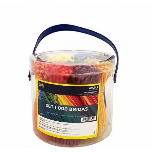 EDM kabelbindere i nylon - 1.000 stk., assorterede farver, 100 × 2,5 mm
