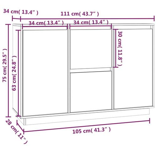 Skænk 111x34x75 cm massivt fyrretræ