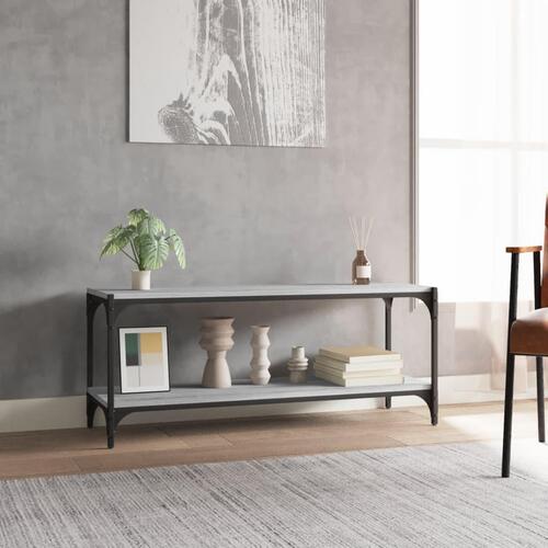 Tv-bord 100x33x41 cm konstrueret træ og stål grå sonoma-eg