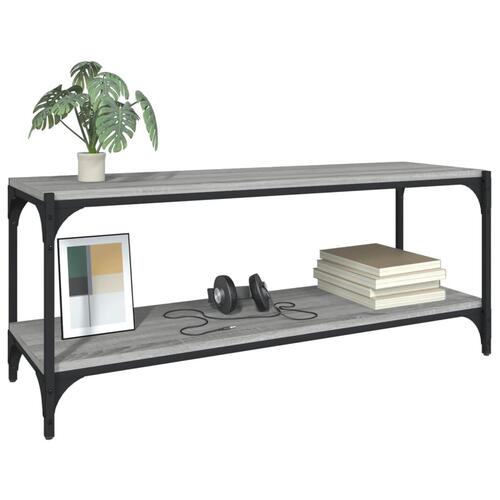 Tv-bord 100x33x41 cm konstrueret træ og stål grå sonoma-eg