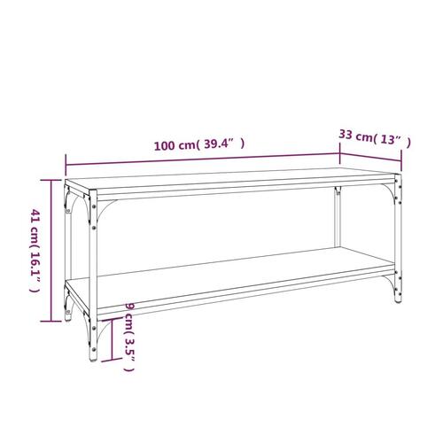 Tv-bord 100x33x41 cm konstrueret træ og stål grå sonoma-eg