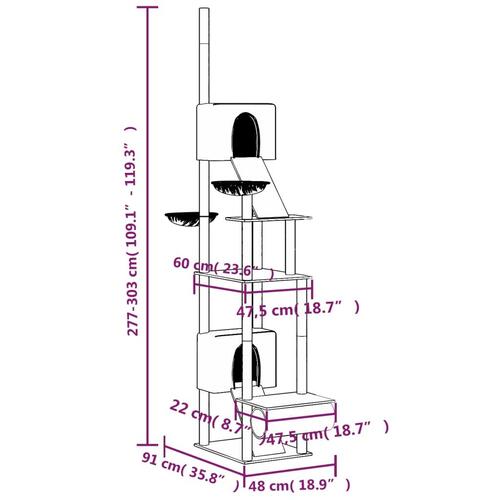 Kradsetræ fra gulv til loft 277-303 cm mørkegrå