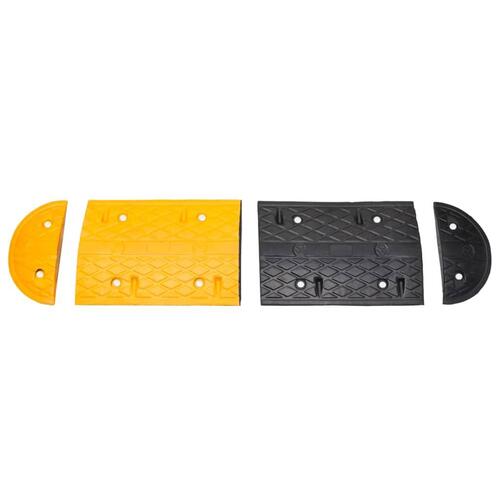 Vejbump 129x32,5x4 cm gummi gul og sort