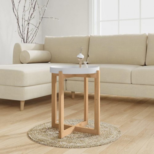Sofabord 41x41x48,5 cm konstrueret træ og massivt fyrretræ hvid