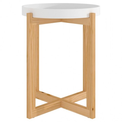 Sofabord 41x41x48,5 cm konstrueret træ og massivt fyrretræ hvid