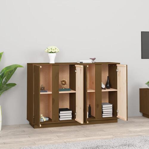 Skænk 120x35x80 cm massivt fyrretræ gyldenbrun