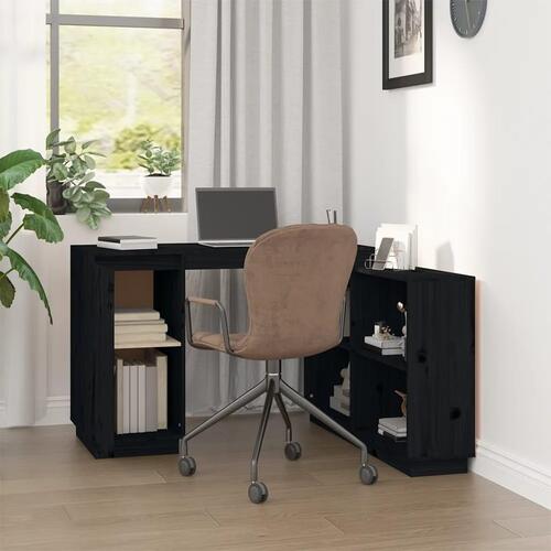 Skrivebord 110x50x75 cm massivt fyrretræ sort