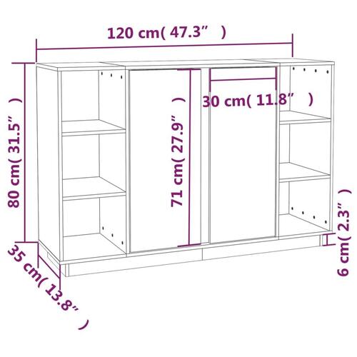 Skænk 120x35x80 cm massivt fyrretræ