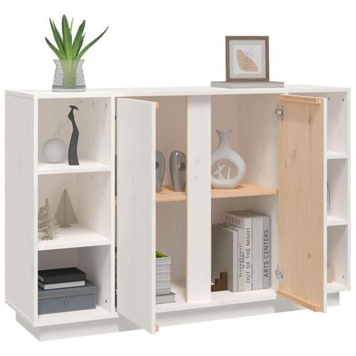Skænk 120x35x80 cm massivt fyrretræ hvid