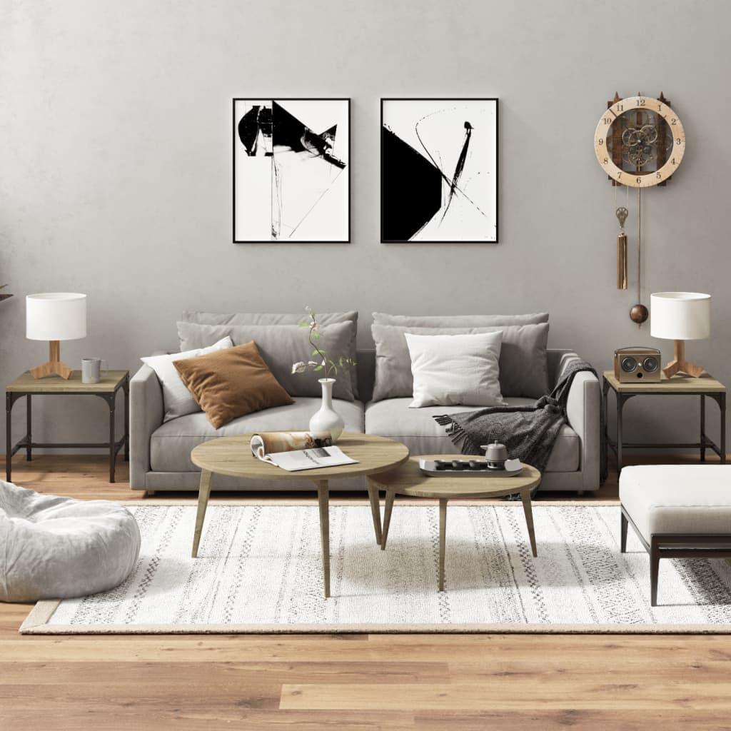 Sideborde 2 stk. 40x40x35 cm konstrueret træ sonoma-eg