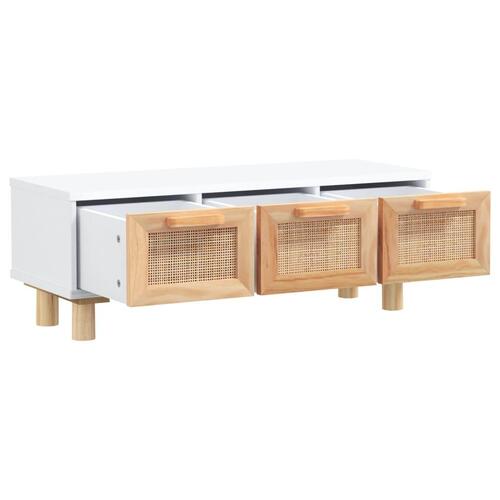 Sofabord 80x40x30 cm konstrueret træ og massivt fyrretræ hvid