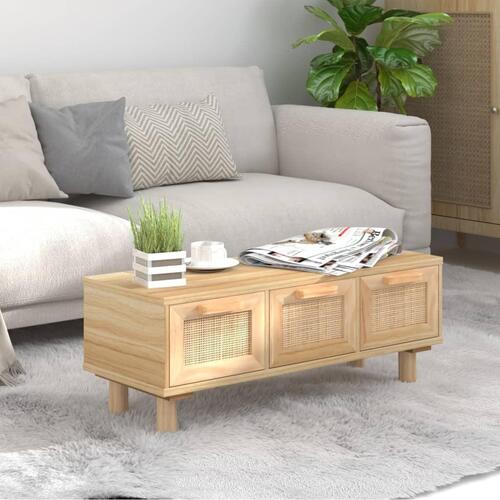Sofabord 80x40x30 cm konstrueret træ og massivt fyrretræ brun