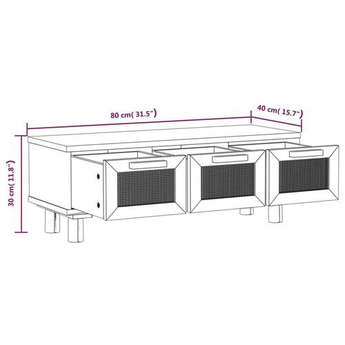 Sofabord 80x40x30 cm konstrueret træ og massivt fyrretræ brun
