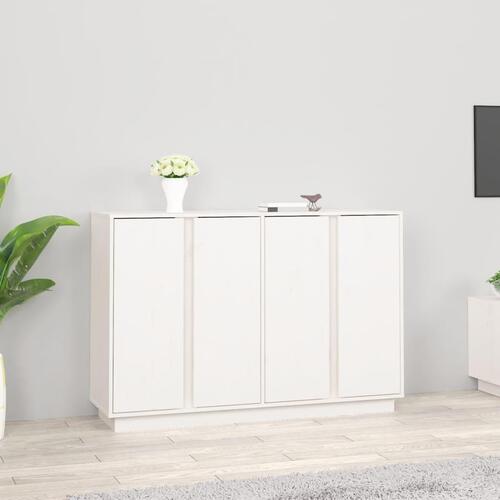 Skænk 120x35x80 cm massivt fyrretræ hvid