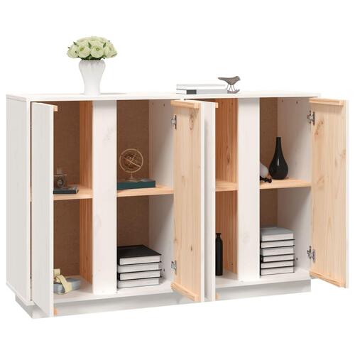Skænk 120x35x80 cm massivt fyrretræ hvid