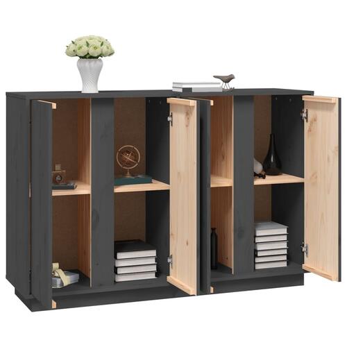 Skænk 120x35x80 cm massivt fyrretræ grå