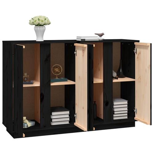 Skænk 120x35x80 cm massivt fyrretræ sort