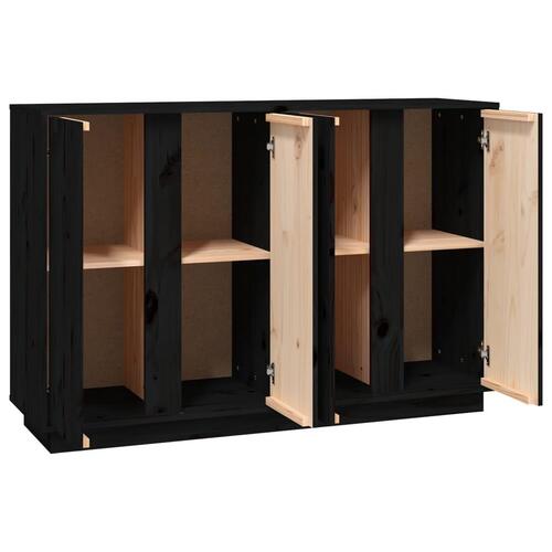 Skænk 120x35x80 cm massivt fyrretræ sort